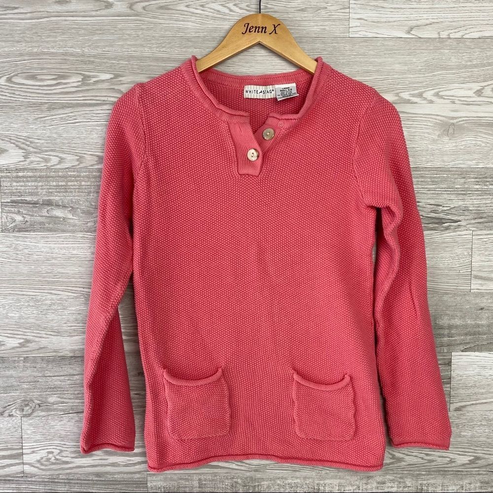 White Stag Pink Long Sleeve Button Up Sweater